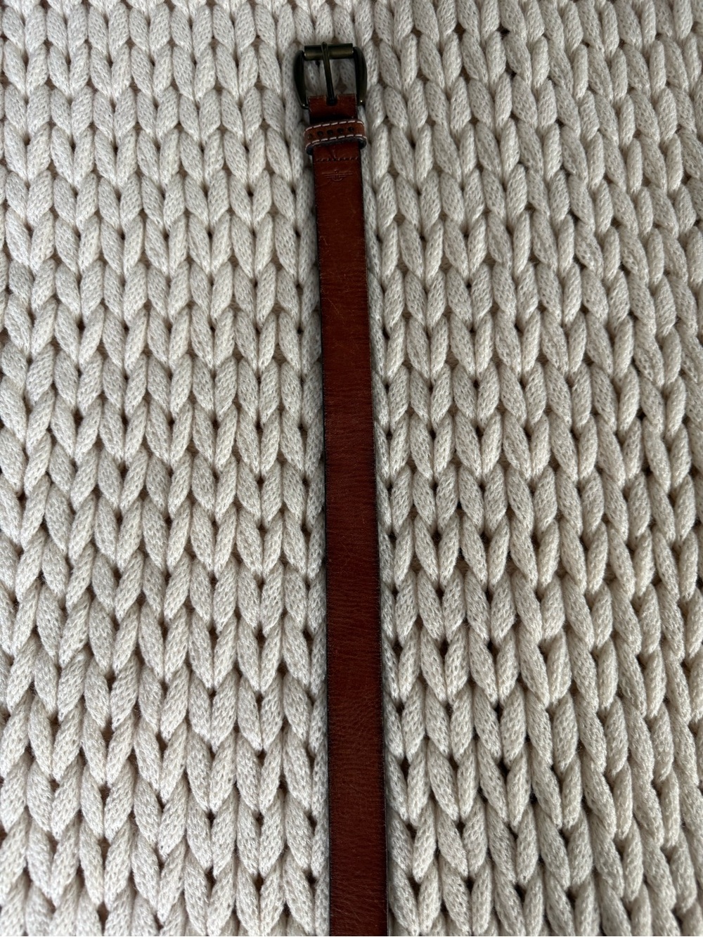 Women’s Brown Leather Dockers Belt with Brass Buckle - Picture 3 of 4